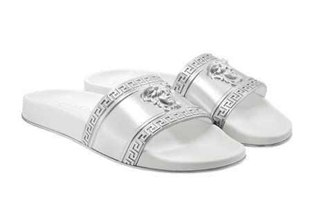 silver versace slides|versace heels on sale.